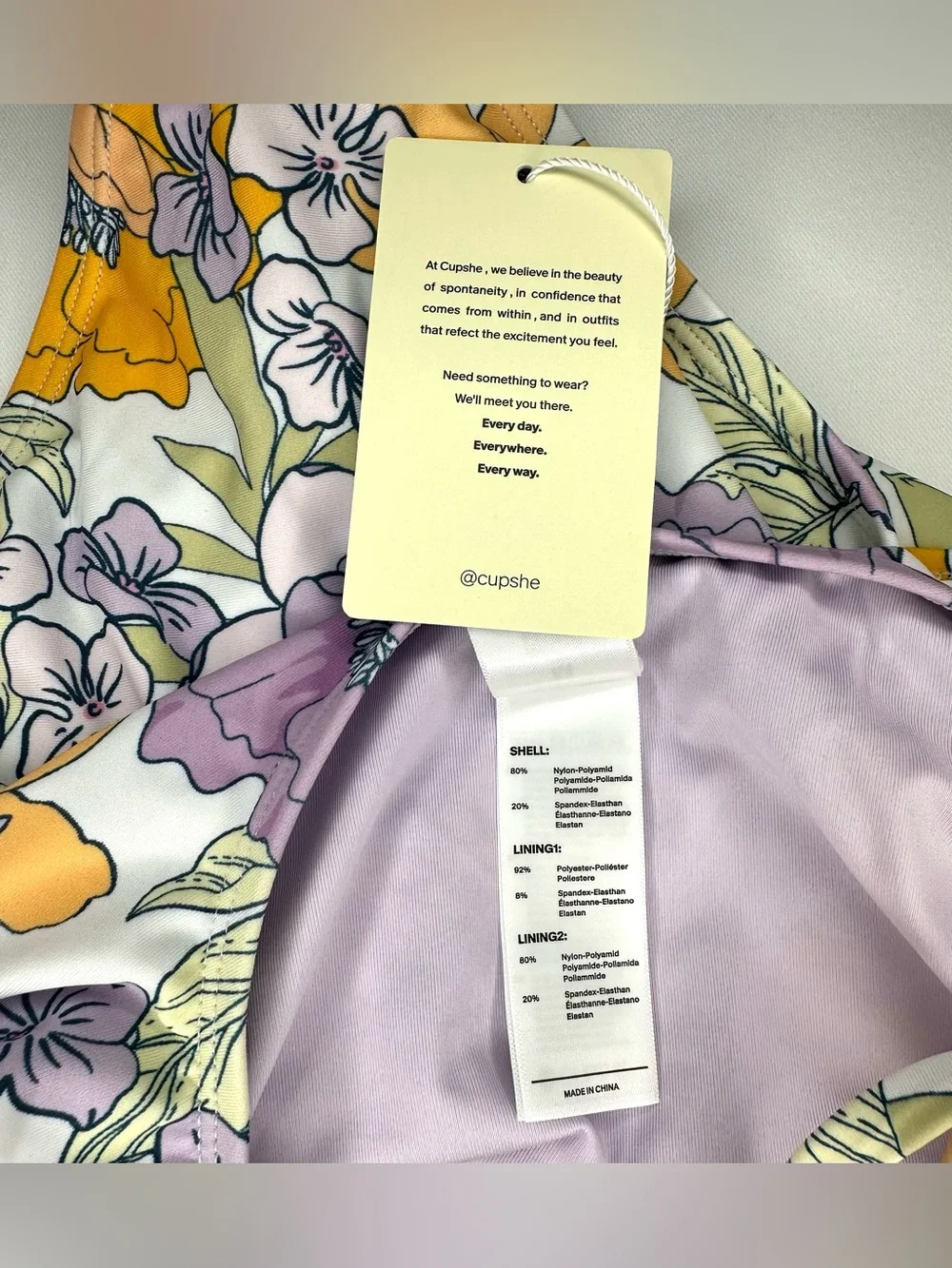 NWT Cupshe Pastel Floral One Piece Swimsuit Women Size Medium
